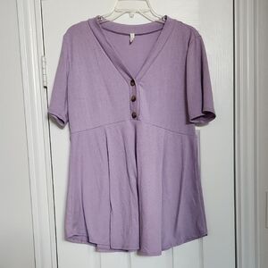 PinkBlush Lavender Ribbed Button Accent Maternity/nursing Top